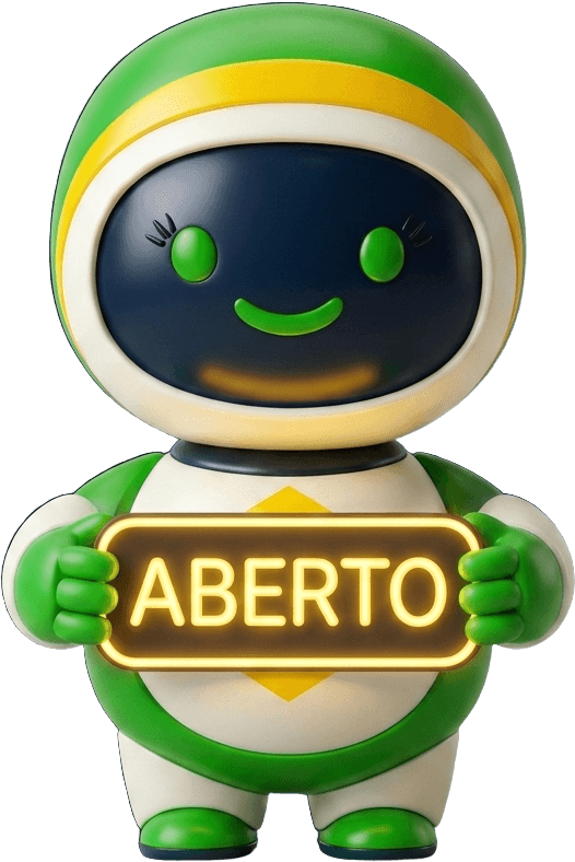 A Zazil segurando uma placa acesa de aberto
