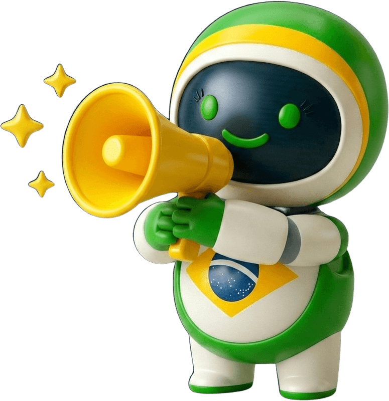 A Zazil anunciando com um megafone